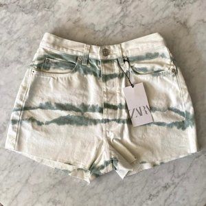 Zara Tie Dye Green and White Shorts